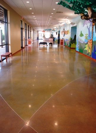 Dyed concrete floors using powdered nd liquid acetone based dyes.
